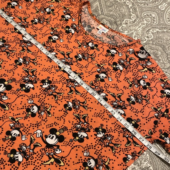 Lularoe Women’s Orange Minnie Mouse Short Sleeve Top Size XL Disney Irma Tunic - Picture 7 of 8